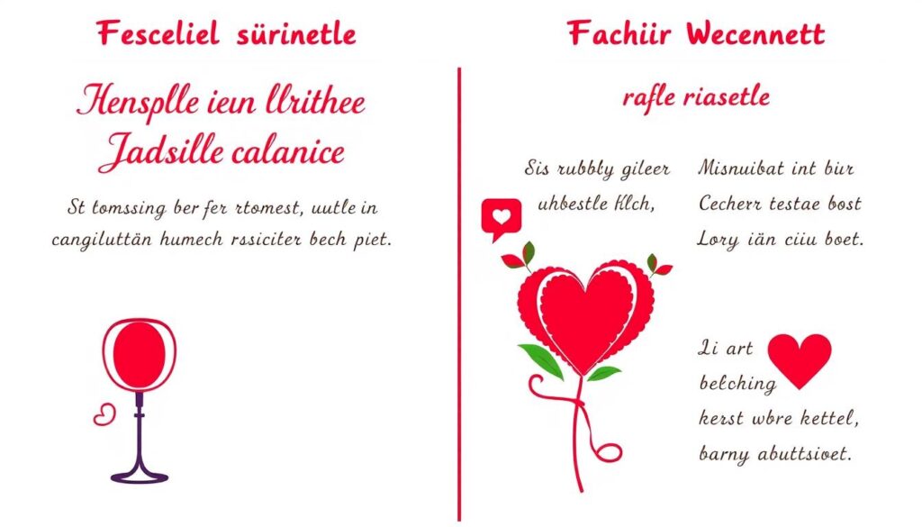 Collage von traditionellen und modernen humorvollen Glückwunschkarten zur Rubinhochzeit