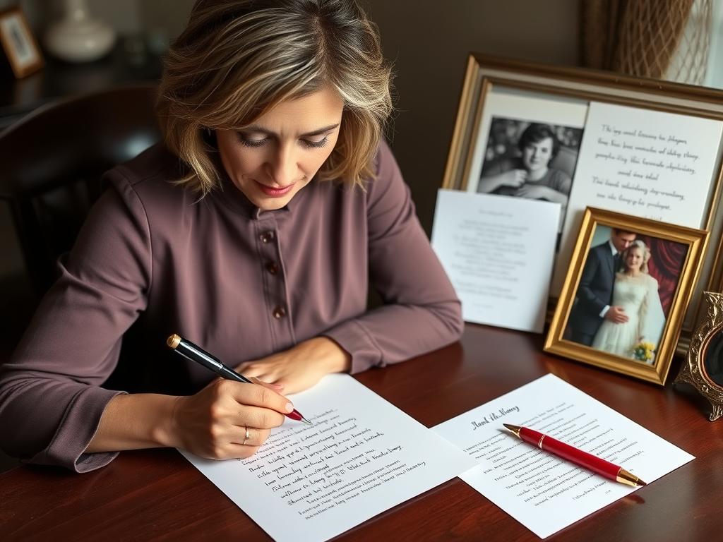 Eine Person schreibt ein personalisiertes lustiges Gedicht zur Rubinhochzeit