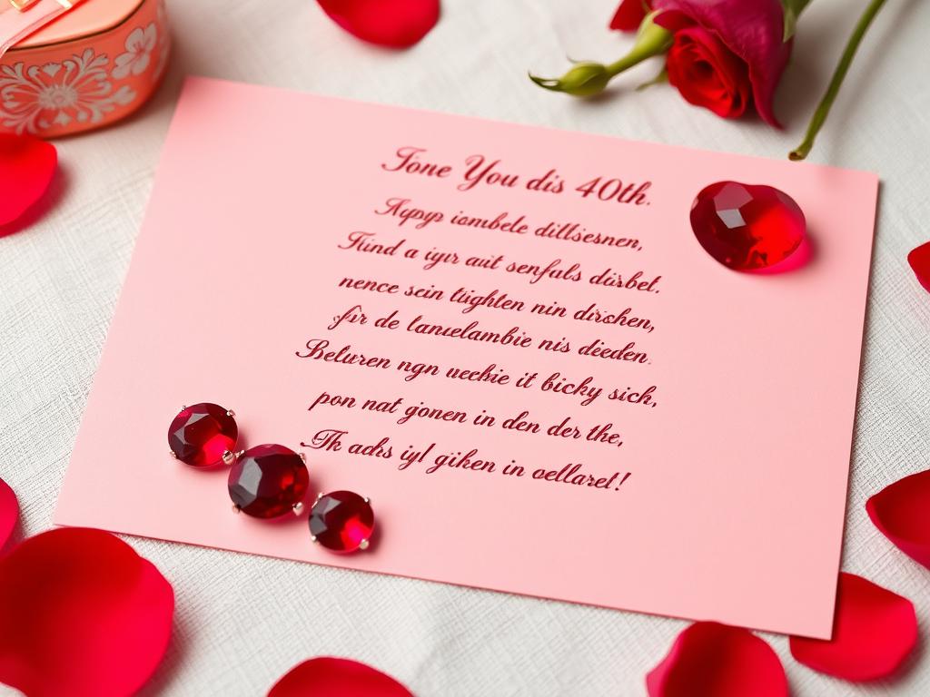 Rubinhochzeit Lustiges Gedicht: Mit Humor 40 Jahre Ehe Feiern - Eine rubinrote Grußkarte mit einem lustigen Gedicht zur Rubinhochzeit