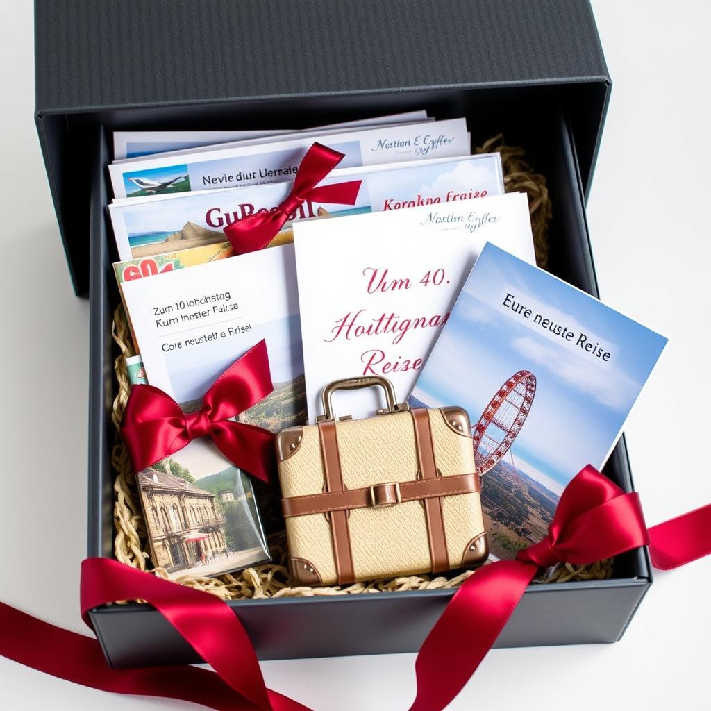 Geschenkbox für eine Reise als Erlebnis-Geschenk zum 40. Hochzeitstag Rubinhochzeit