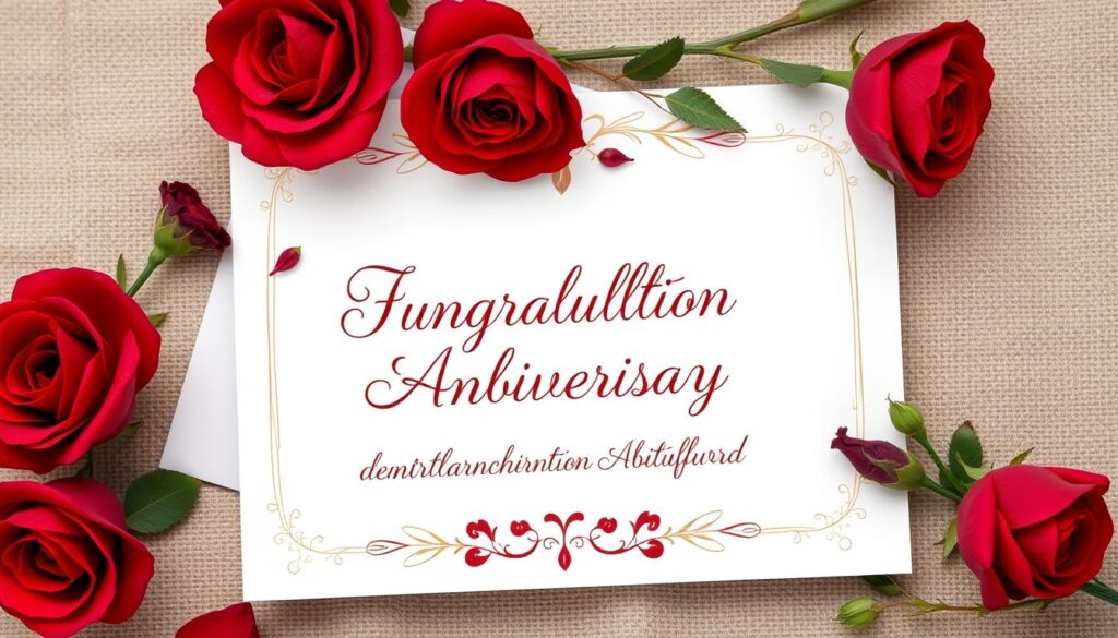 Glückwunschkarte mit herzlichen Worten zur Rubinhochzeit zum 40. Hochzeitstag