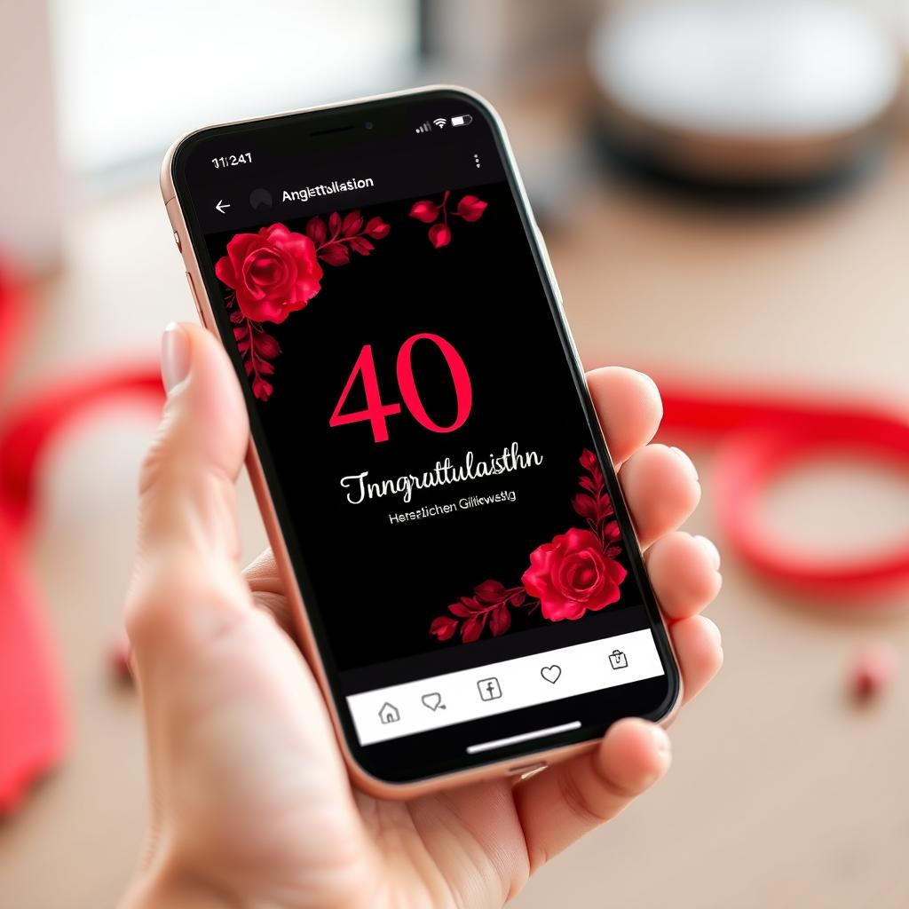 Social Media Post mit Glückwünschen zur Rubinhochzeit zum 40. Hochzeitstag