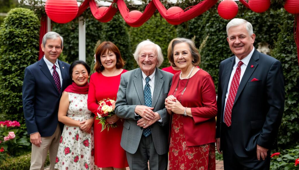 Ehepaar erneuert sein Eheversprechen zum 40. Hochzeitstag im Kreis der Familie