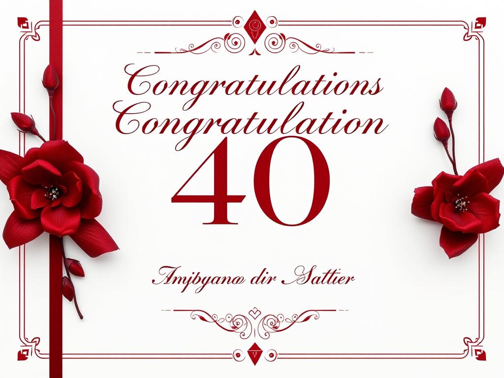 Eine elegante Glückwunschkarte zur Rubinhochzeit in formeller Gestaltung