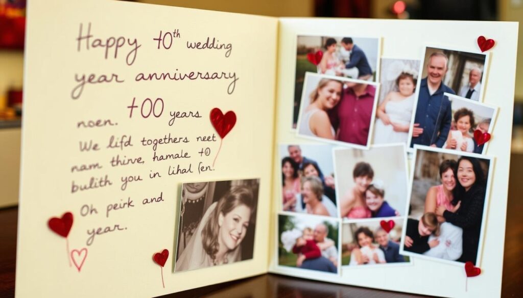 Eine personalisierte Glückwunschkarte mit Fotos und individuellen Erinnerungen zur Rubinhochzeit Eine personalisierte Glückwunschkarte mit Fotos und individuellen Erinnerungen zur Rubinhochzeit