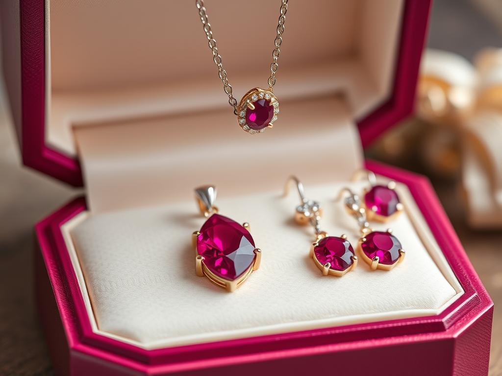 Eleganter Rubinschmuck als Geschenk zum 40. Hochzeitstag