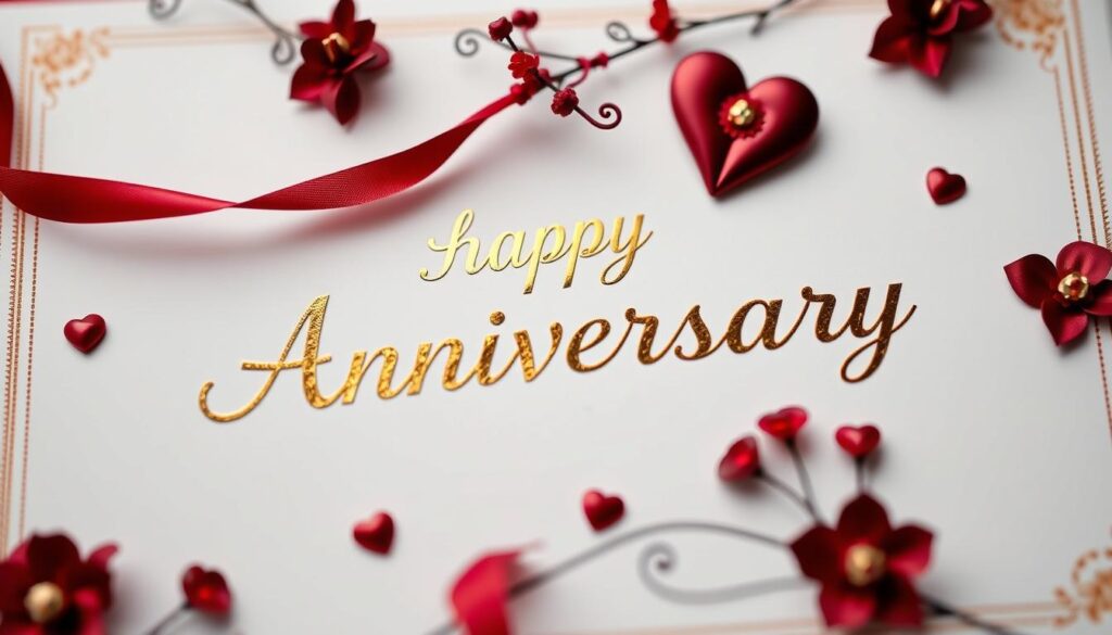 Glückwunschkarte mit rubinroter Verzierung zum 40. Hochzeitstag