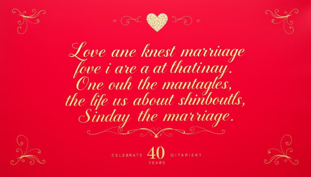 Kalligrafisch geschriebenes Zitat über die Liebe auf rubinrotem Hintergrund