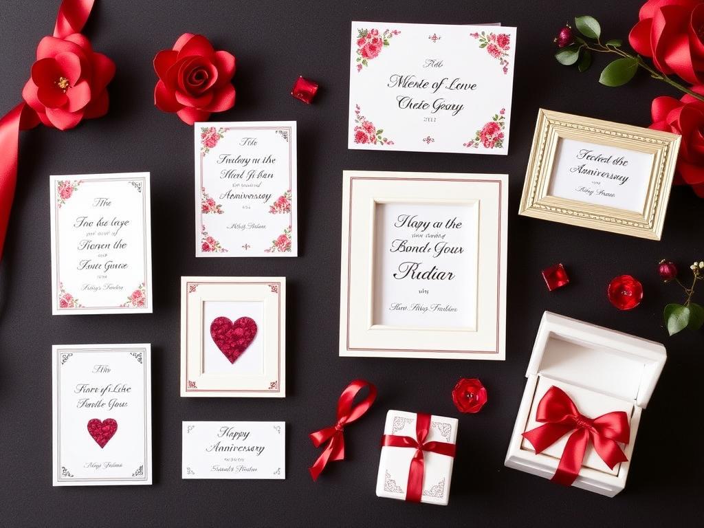 Kreative Präsentationsideen für Sprüche zum 40. Hochzeitstag mit rubinroten Dekorationen