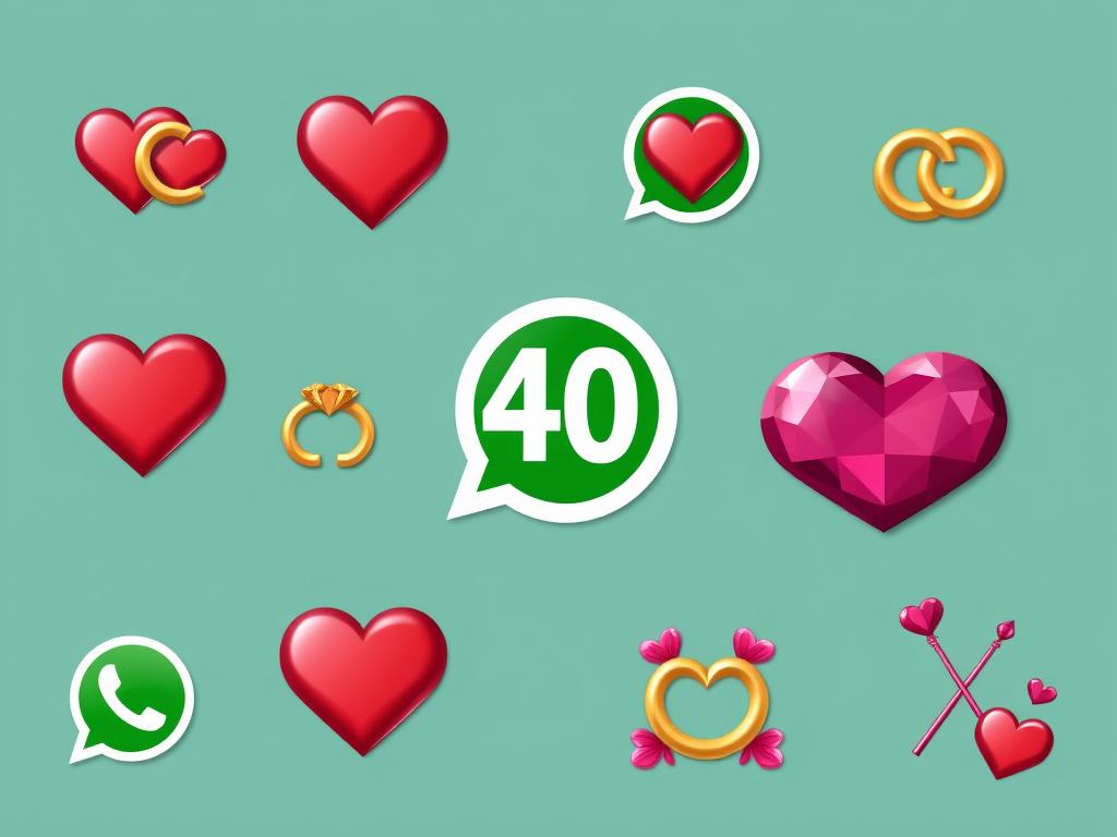 Verschiedene Emojis und Multimedia-Elemente für WhatsApp Glückwünsche zum 40. Hochzeitstag