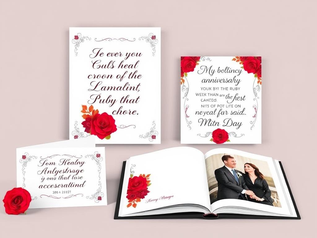 Verschiedene kreative Möglichkeiten, Rubinhochzeit Sprüche zu präsentieren - Karten, Leinwand und Fotobuch