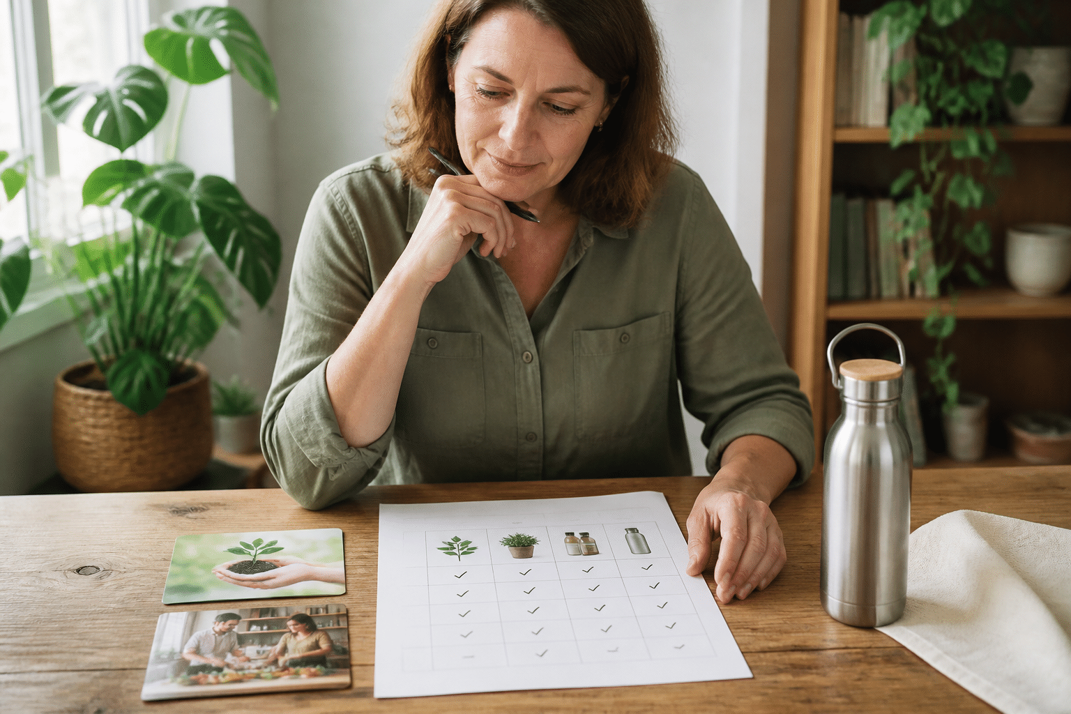Nachhaltige Hochzeitsgeschenke: Freude & Planet retten 7 Ein Hochzeitsgast prüft eine Checkliste für nachhaltige Hochzeitsgeschenke, um die beste Wahl zu treffen.